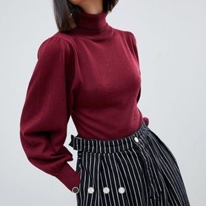 Echo Crop Roll Neck Sweater in Volume Sleeve